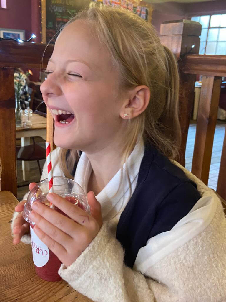 A girl laughing
